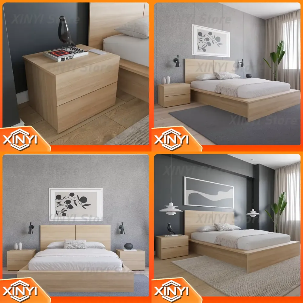 Office Furniture Ikea - โต๊ะข้างเตียงดีไซน์เรียบง่ายพร้อมลิ้นชักคู่ สำหรับใช้ในบ้าน สำนักงาน ห้องนอน ห้องนั่งเล่น เฟอร์นิเจอร์จัดเก็บของ