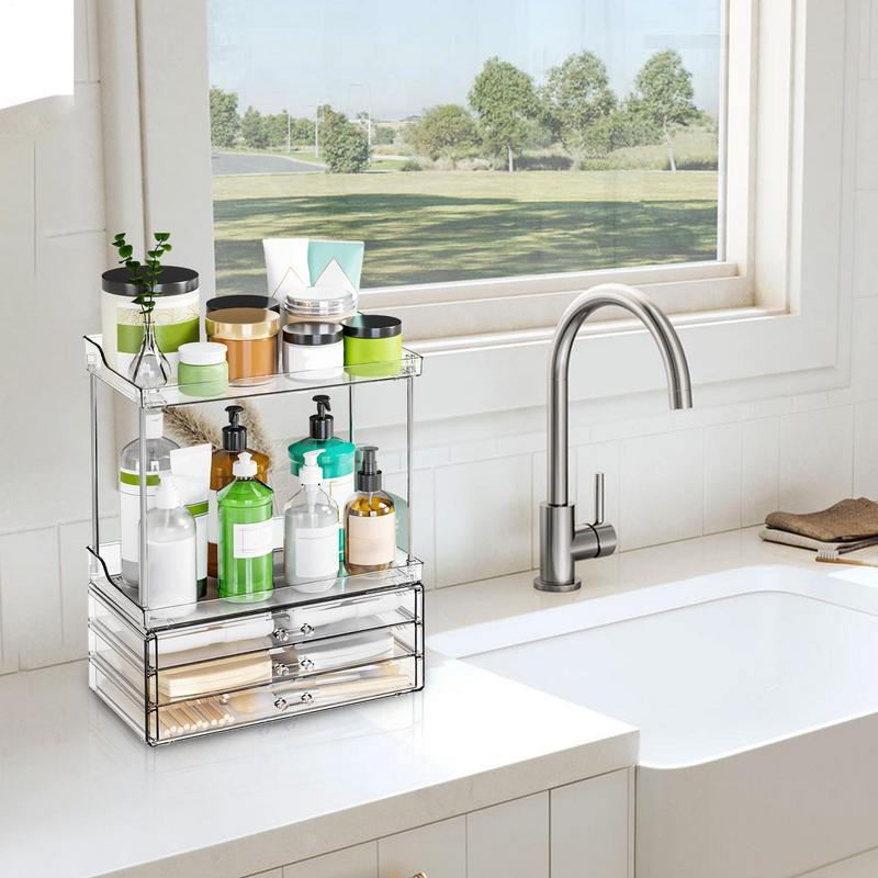 แต่งหน้าเคาน์เตอร์ 2 ชั้นถาดลิ - Drawer Organizer Tray บทวิจารณ์และราคา