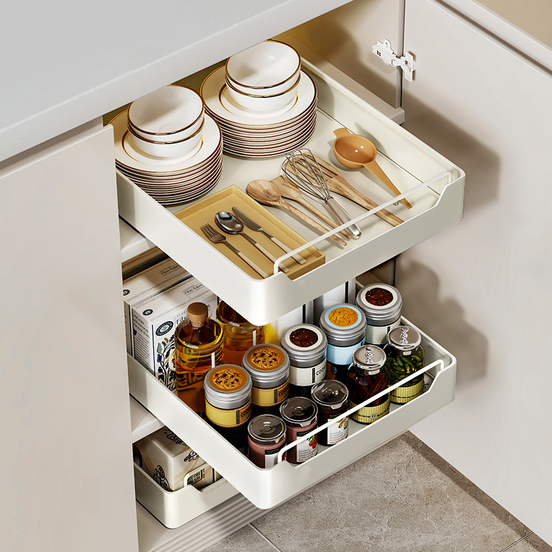ที่เก็บของในครัวแบบโลหะพร้อมรา - Drawer Organizer Tray บทวิจารณ์และราคา